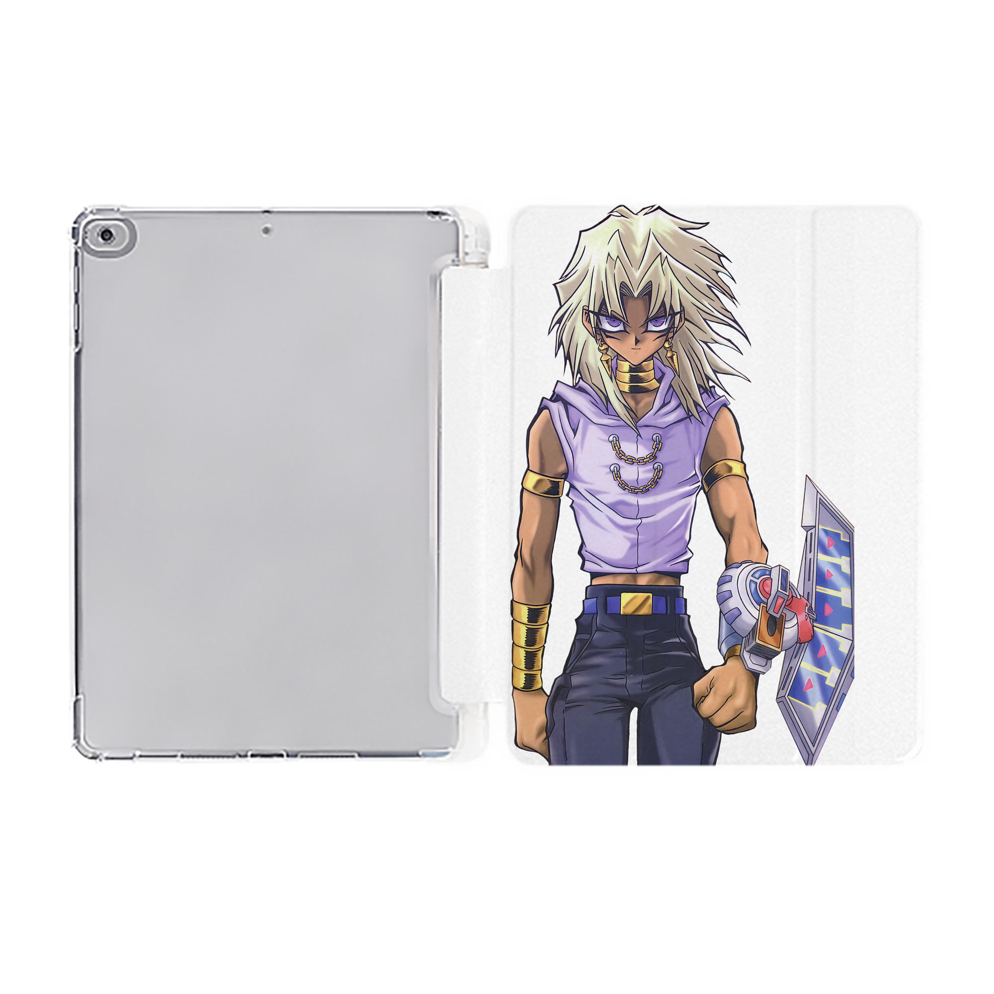 （画像用） 遊☆戯☆王 Yu-Gi-Oh! IPad ケース ペン収納付き 三つ折りスタンド PUレザー×シリコン 対応機種9.5/10.5/10.9インチ